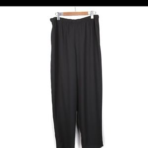 Cleo Petites Pull on Pants Wide Leg Elastic Waist Black